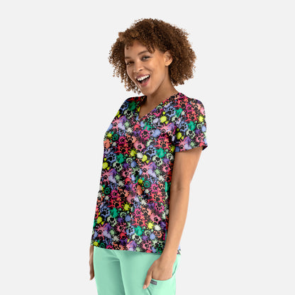 Maevn Prints 1797 Women's Curved V-Neck Print Top