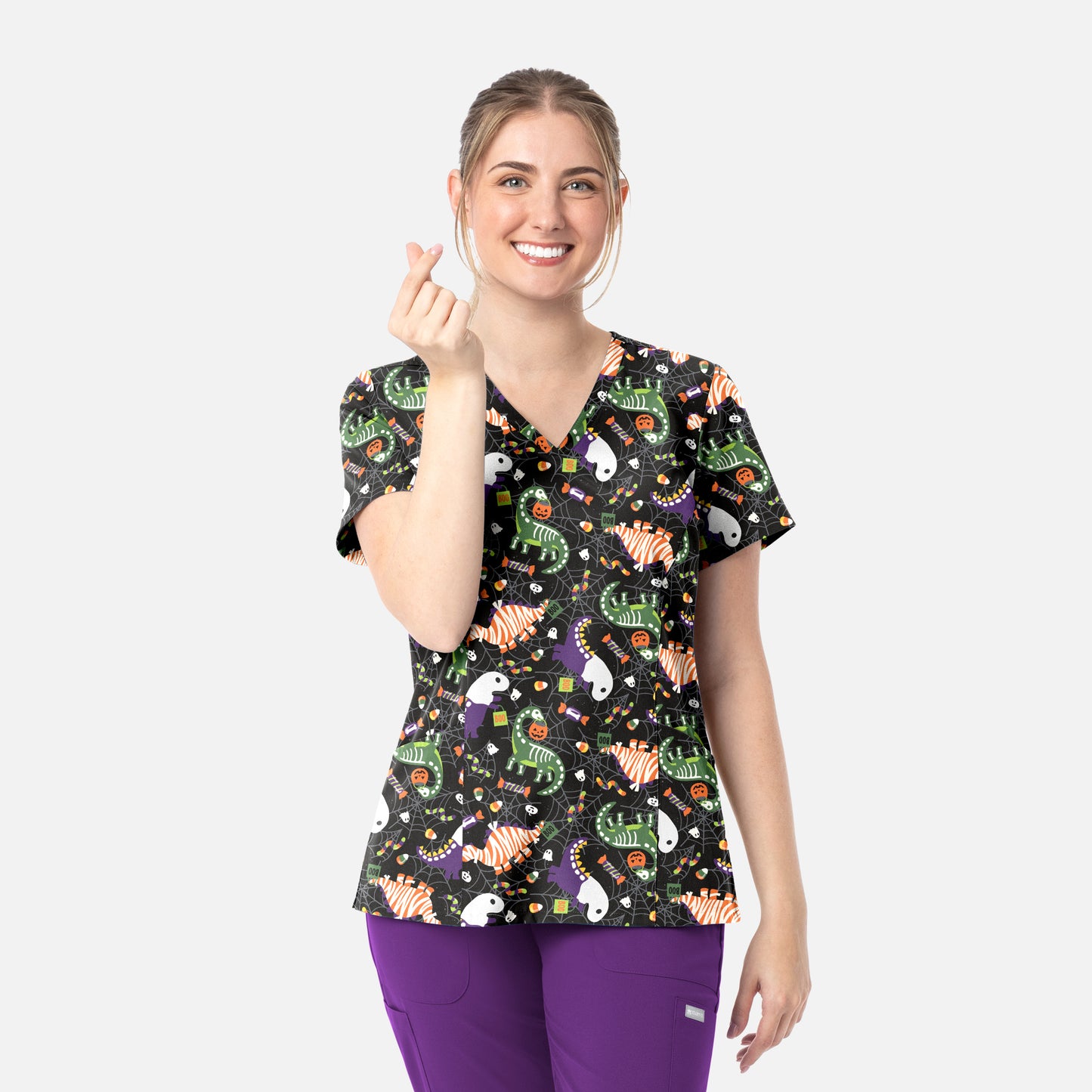 Maevn Prints 1797 Women's Curved V-Neck Print Top