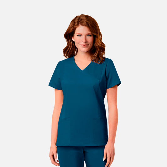 Maevn Blossom Signature 2102 Ladies Mesh Pocket Mock Wrap Top