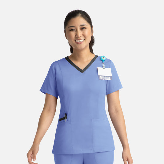 Maevn Matrix 3502 Women's Contrast Double V-Neck Top