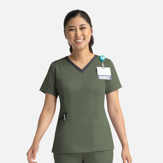 Maevn Matrix 3502 Women's Contrast Double V-Neck Top