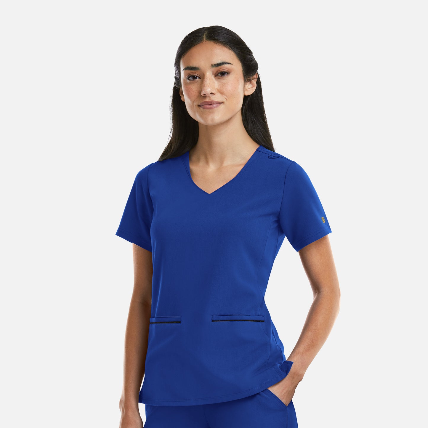 Maevn Matrix Pro 3902 Women's Curved V-Neck Top with Metallic Detail
