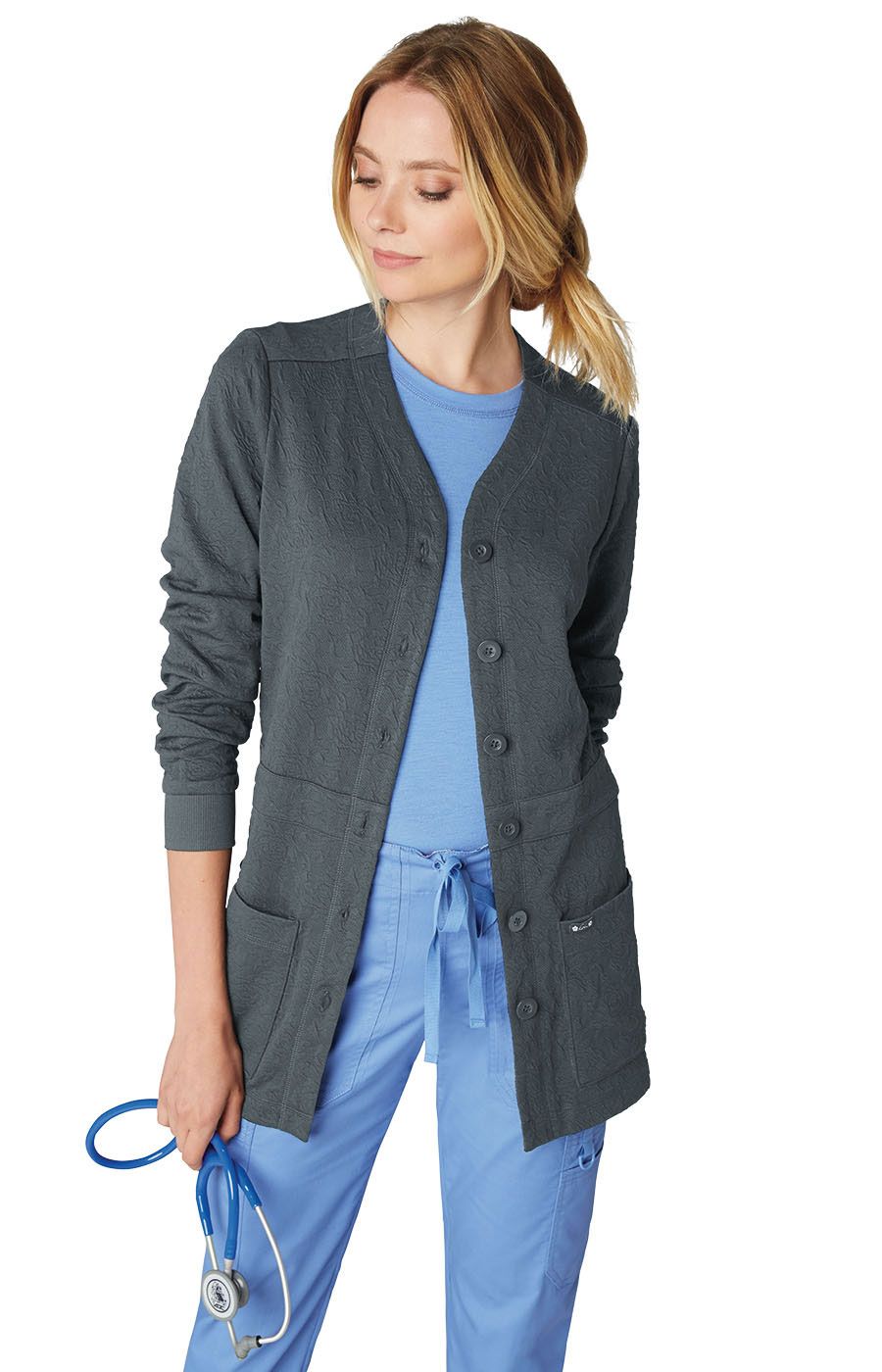 koi Claire Women's 440 2-Pocket Cardigan Style Knit Jacket