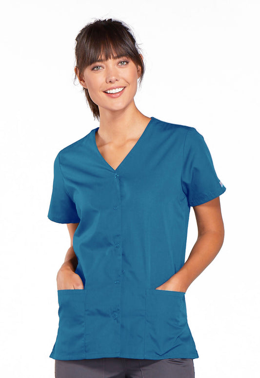Cherokee WW Originals Women's 4770 Snap Front V-Neck Top