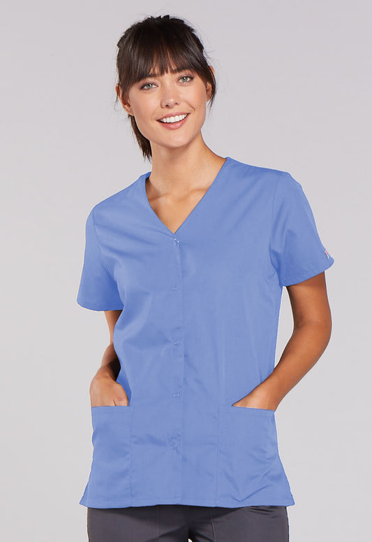 Cherokee WW Originals Women's 4770 Snap Front V-Neck Top
