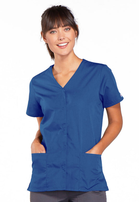 Cherokee WW Originals Women's 4770 Snap Front V-Neck Top