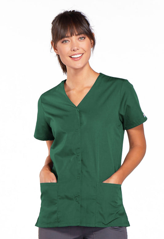 Cherokee WW Originals Women's 4770 Snap Front V-Neck Top