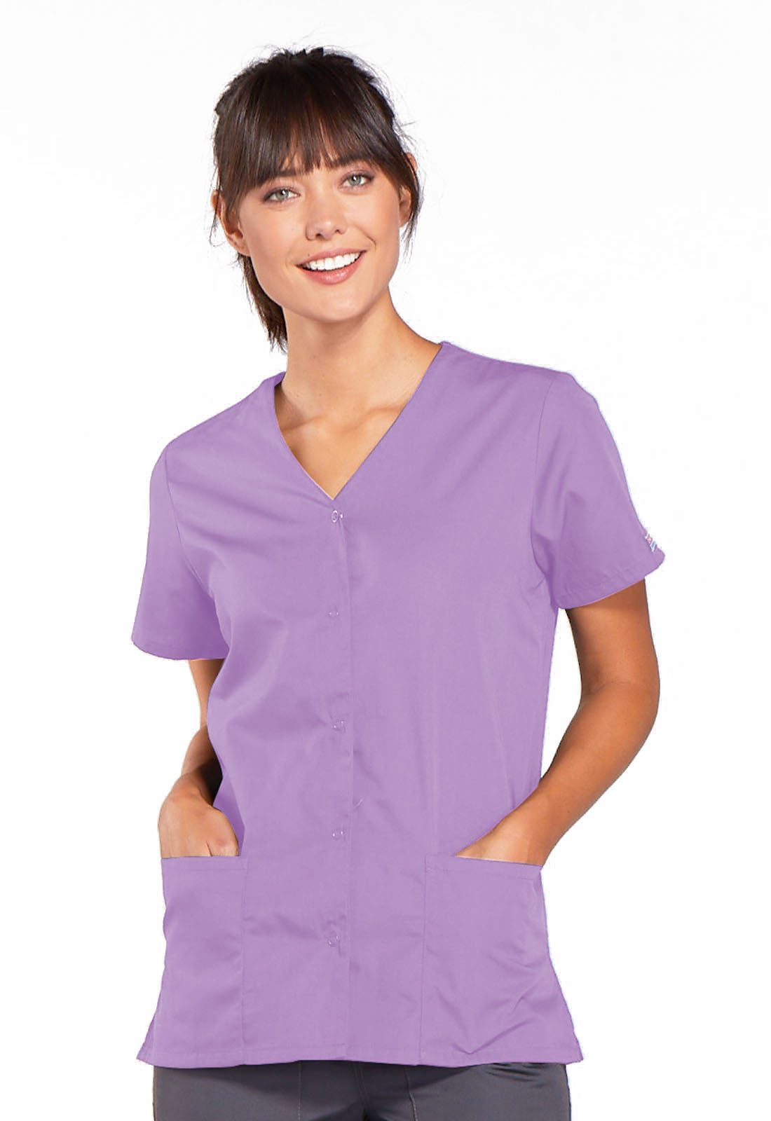 Cherokee WW Originals Women's 4770 Snap Front V-Neck Top