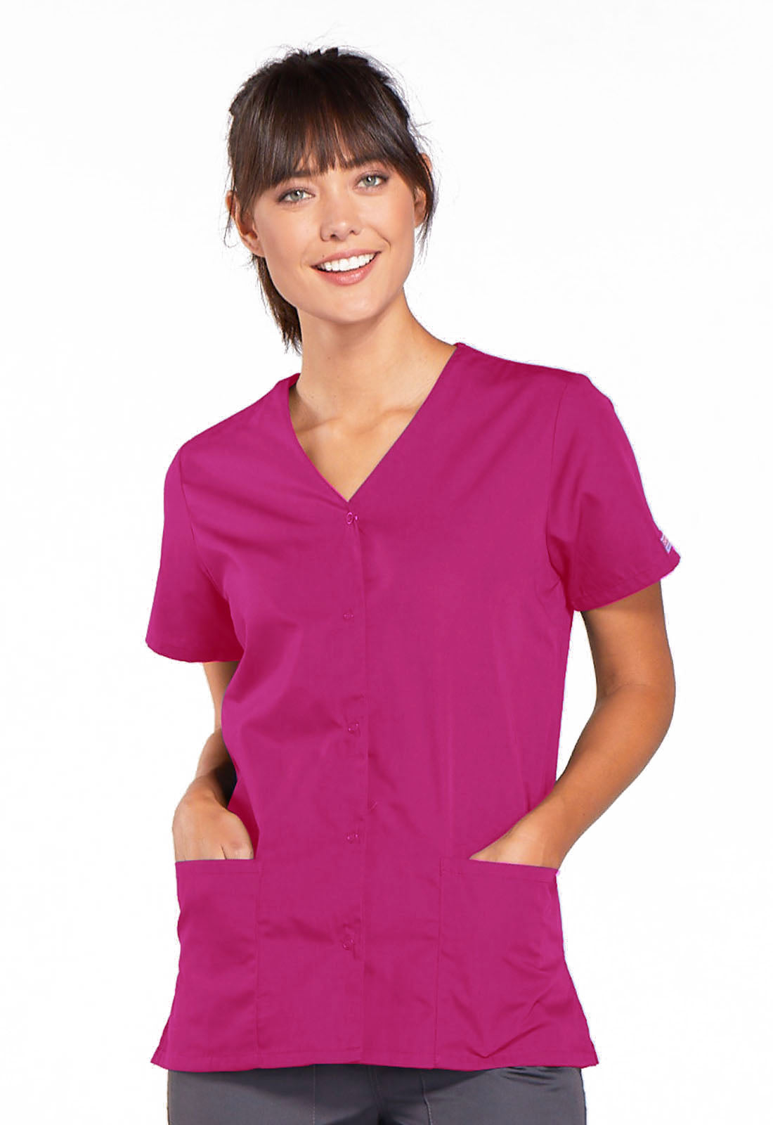 Cherokee WW Originals Women's 4770 Snap Front V-Neck Top