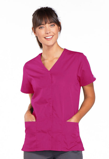 Cherokee WW Originals Women's 4770 Snap Front V-Neck Top