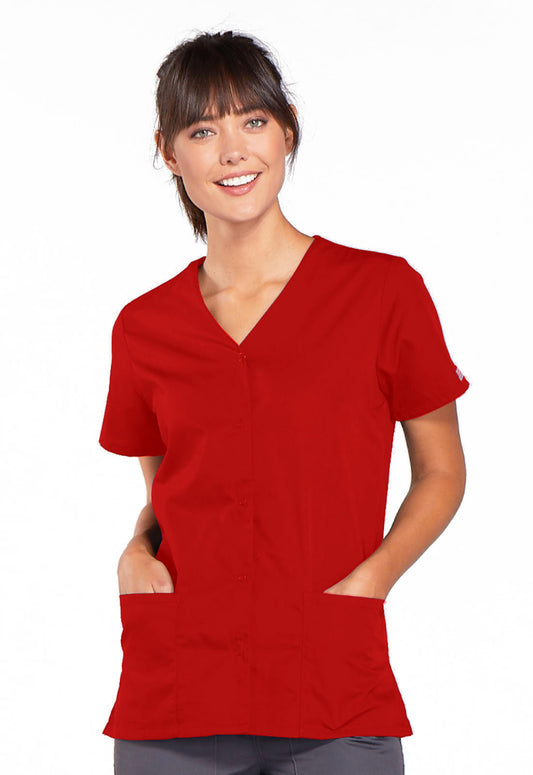 Cherokee WW Originals Women's 4770 Snap Front V-Neck Top