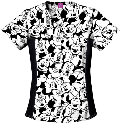 Tooniforms Disney Women's 6875C V-Neck Knit Panel Top
