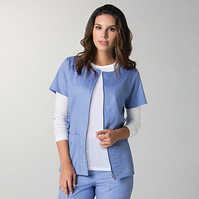 Maevn EON 8728 Women's Mesh Panel Short Sleeve Zip Front Jacket