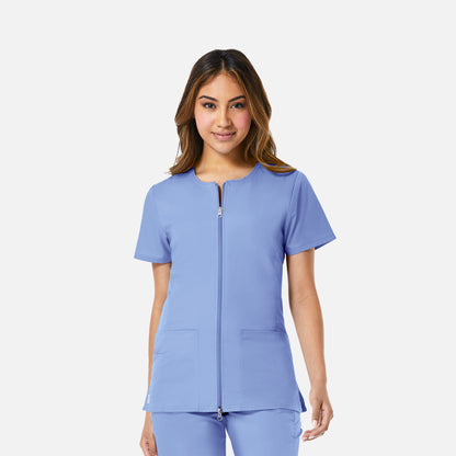 Maevn EON 8728 Women’s Mesh Panel Short Sleeve Zip Front Jacket