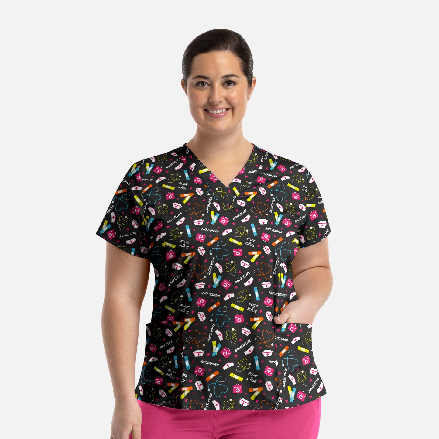 Maevn Prints 9810 Women's V-Neck Print Top