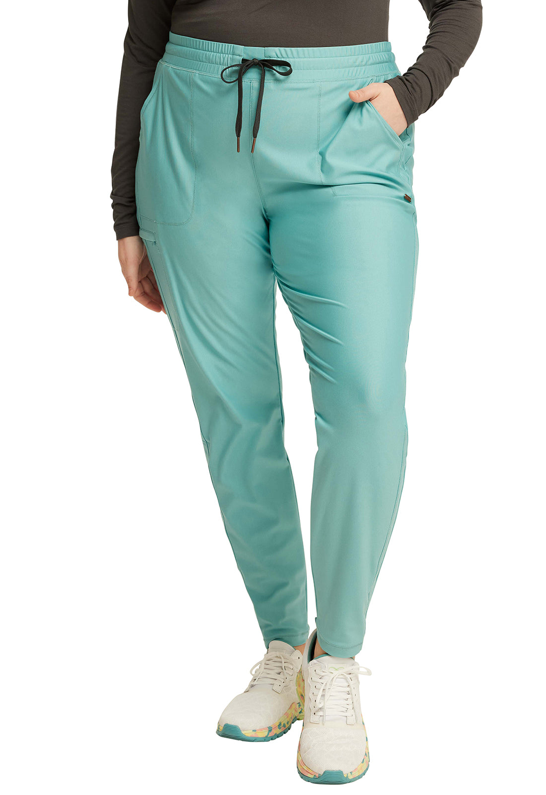 CHEROKEE FORM  Women's CK095 Mid Rise Tapered Leg Drawstring Pant