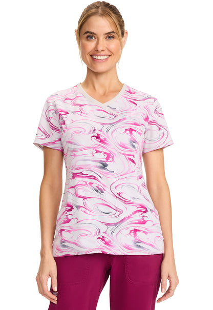 Cherokee Infinity Women's CK608 Mock Print Wrap Top