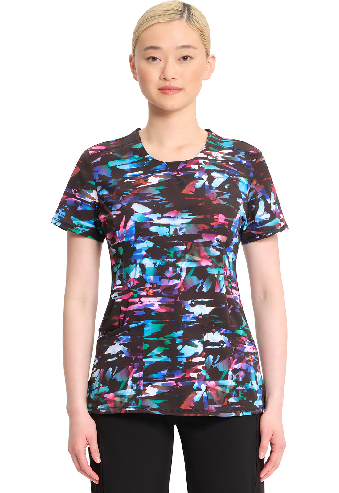 Cherokee Infinity Prints Women's CK609 Round Print Neck Top