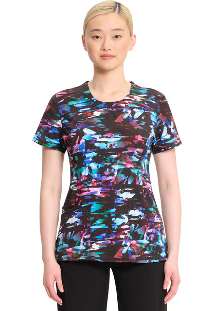 Cherokee Infinity Prints Women's CK609 Round Print Neck Top
