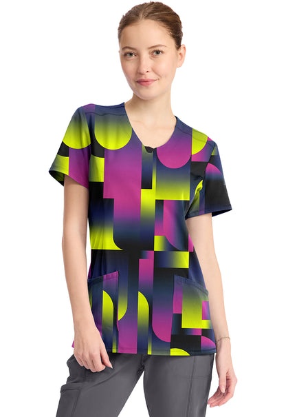 Cherokee Infinity Prints Women's CK609 Round Print Neck Top