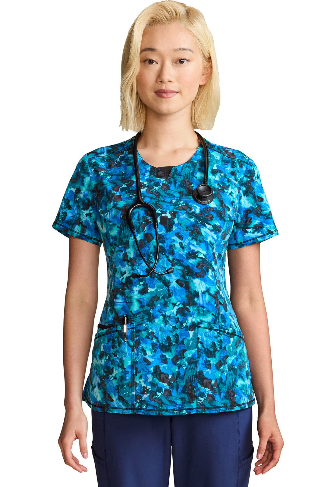 Cherokee Infinity Prints Women's CK609 Round Print Neck Top