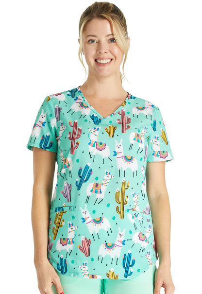 Cherokee Prints Women's CK637 V-Neck Print Top