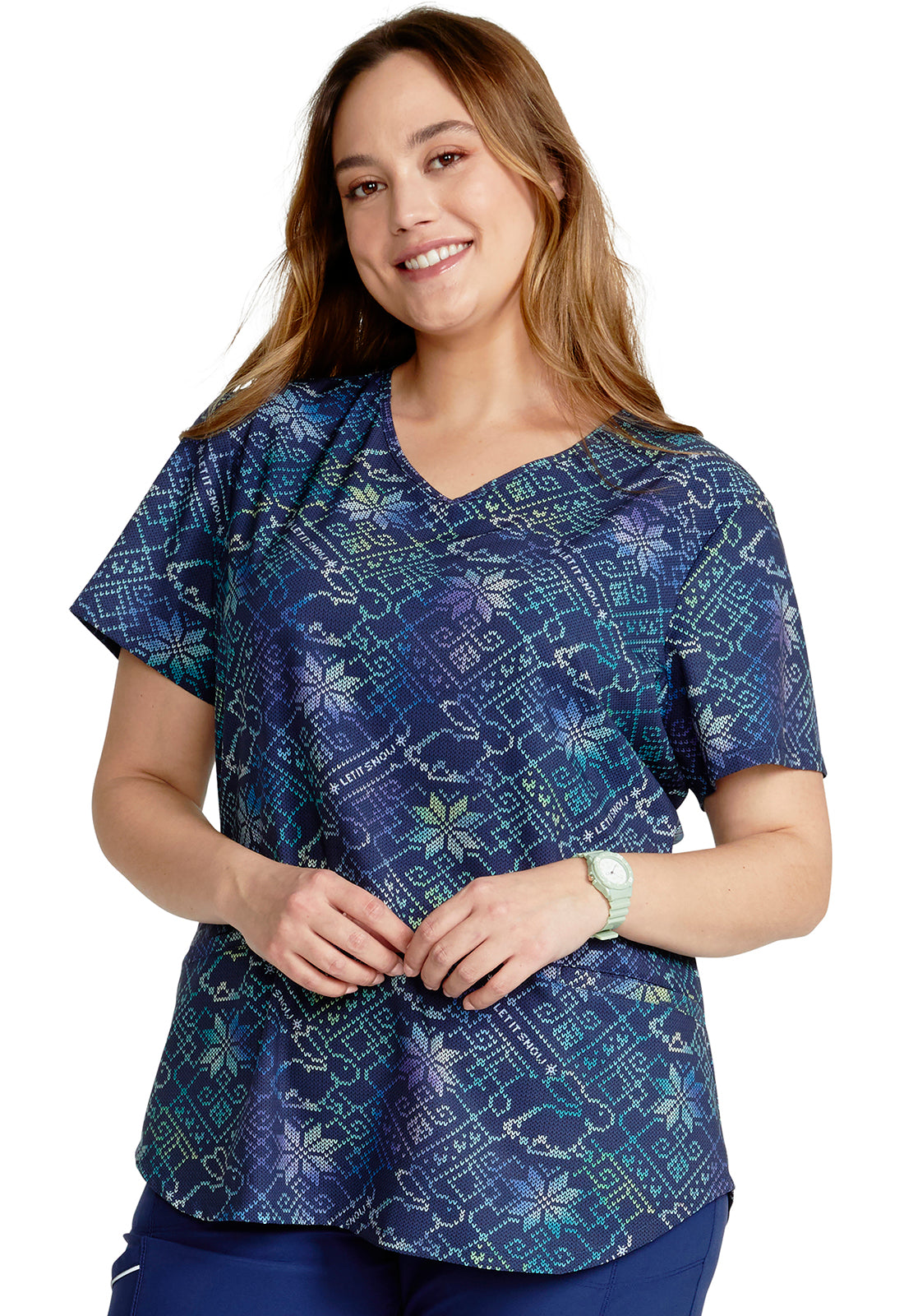 Cherokee Prints Women's CK637 V-Neck Print Top