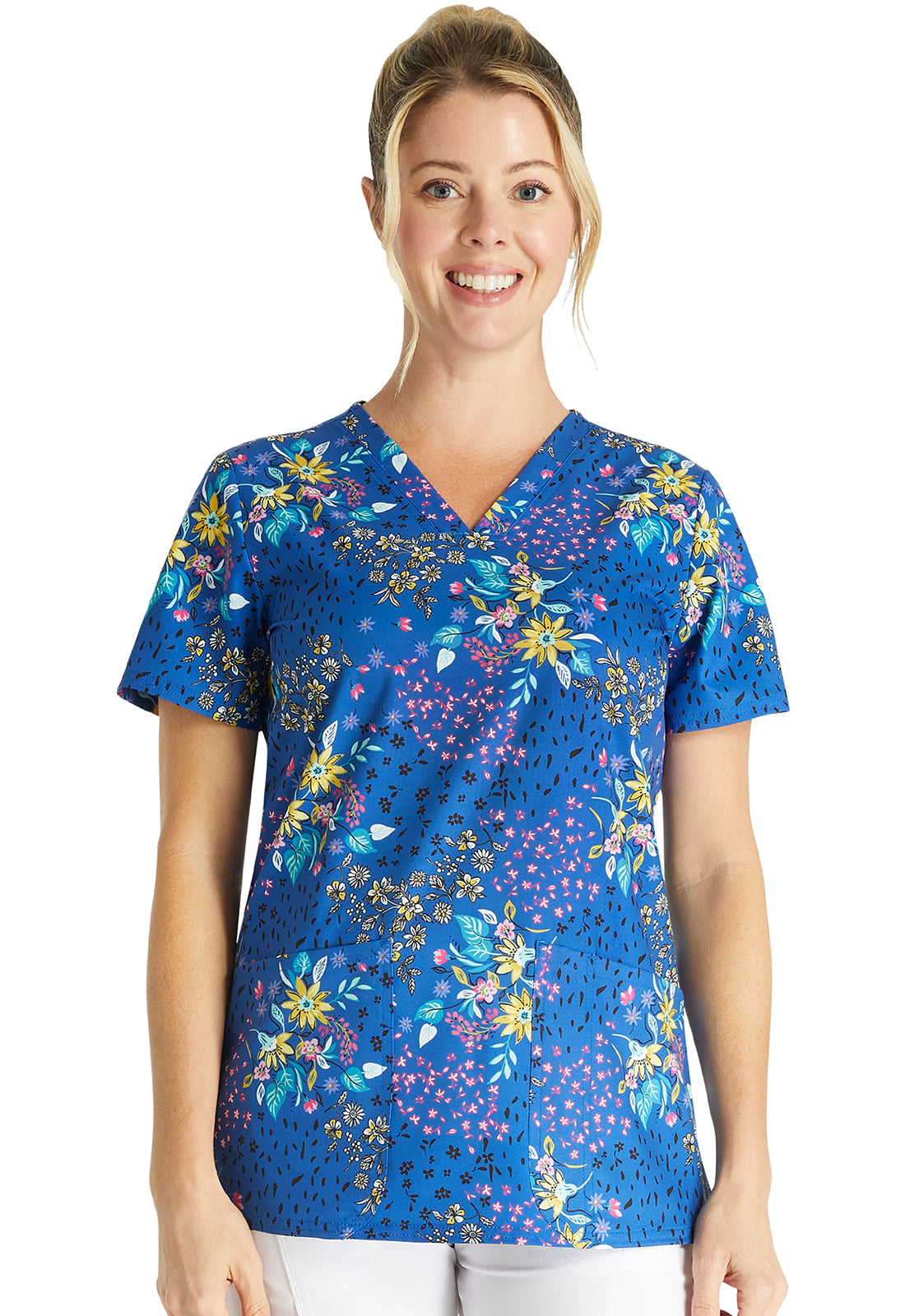 Cherokee Prints Women's CK671 V-Neck Print Top