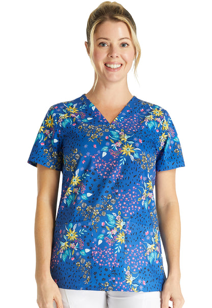 Cherokee Prints Women's CK671 V-Neck Print Top