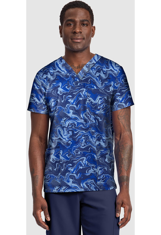 Cherokee Prints Men's CK691 Unisex V-Neck Print Top