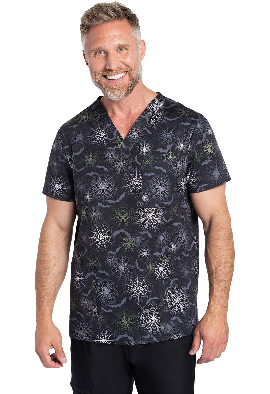 Cherokee Prints Men's CK691 Unisex V-Neck Print Top