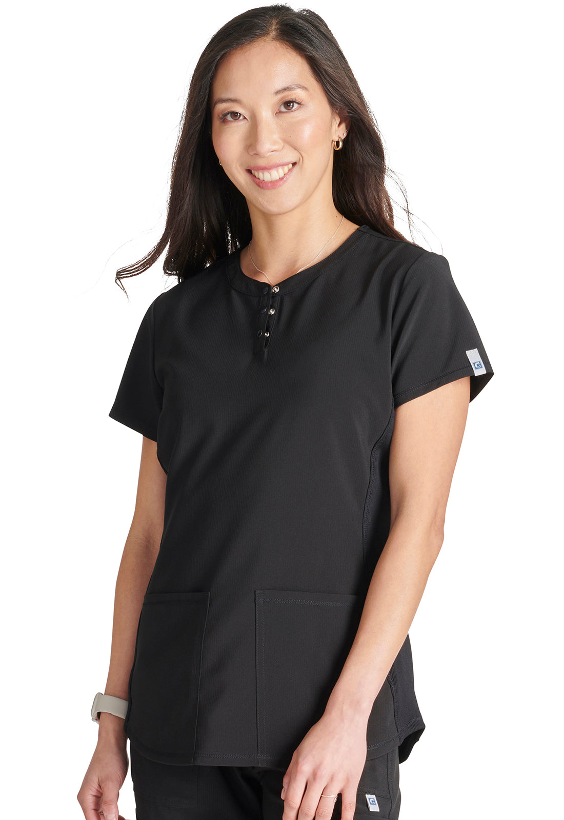 Cherokee Women's CK749A Snap Front Henley Top