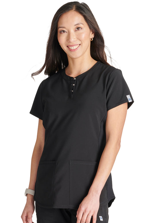 Cherokee Women's CK749A Snap Front Henley Top