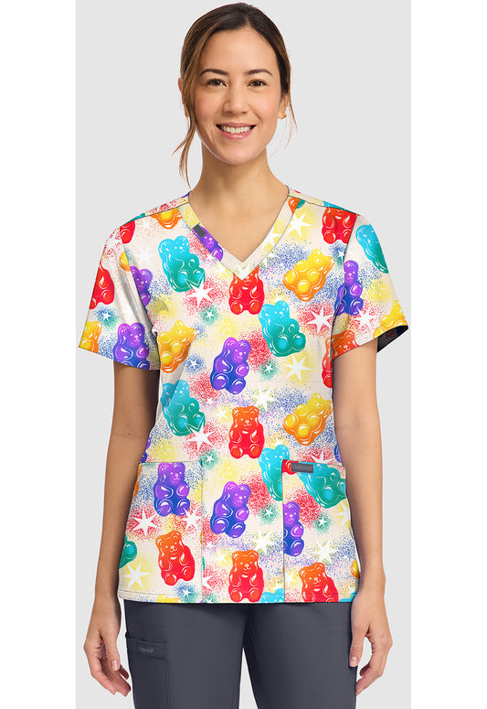 Cherokee Prints Women's CK856  Women's Print V-Neck Top