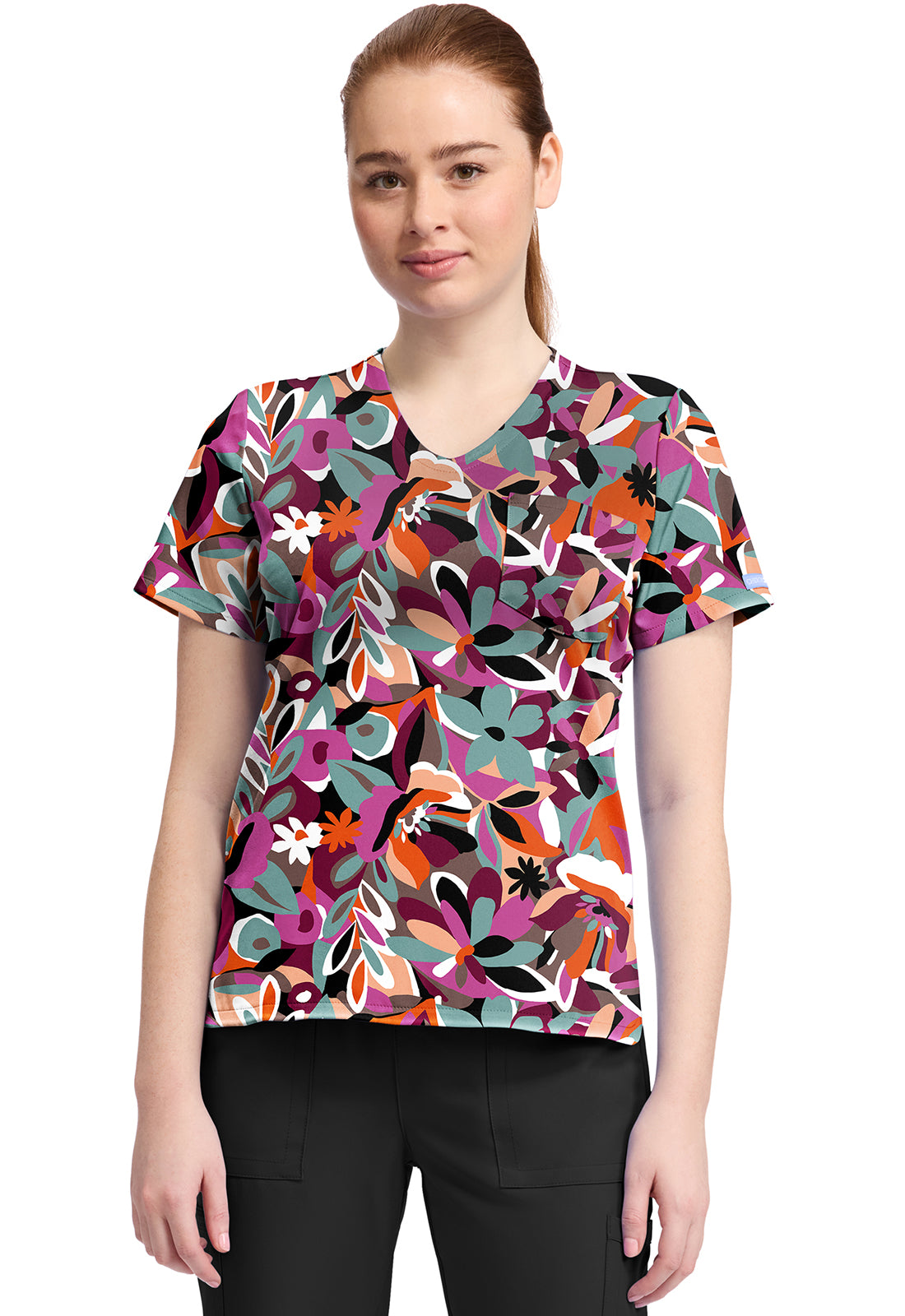 Cherokee Prints Women's CK857  Women's High-Low V-Neck Top