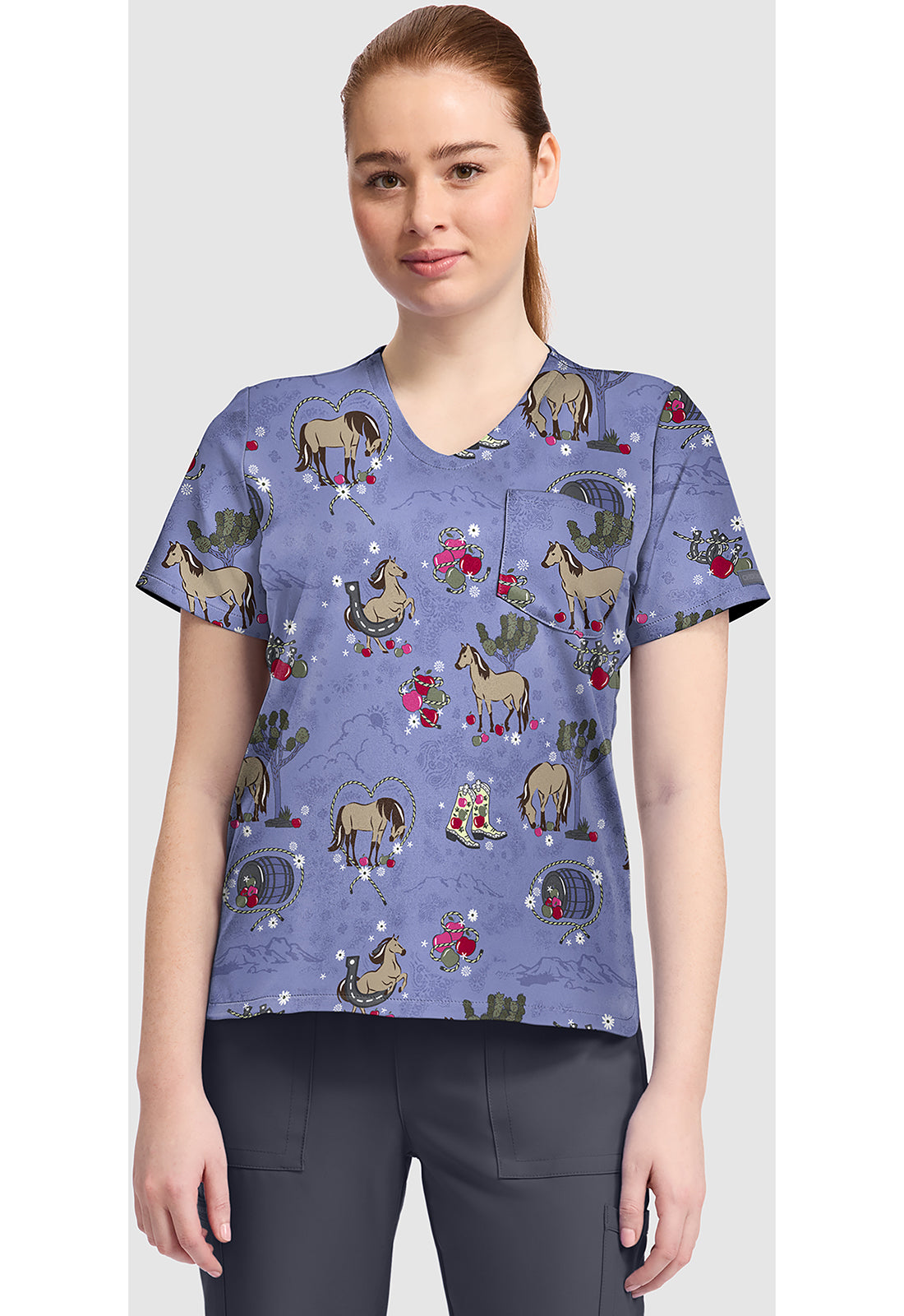 Cherokee Prints Women's CK857  Women's High-Low V-Neck Top