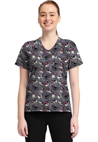 Cherokee Prints Women's CK857  Women's High-Low V-Neck Top
