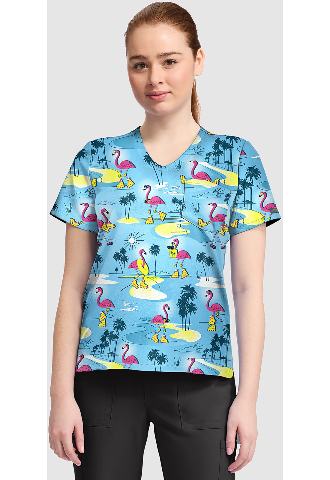 Cherokee Prints Women's CK857  Women's High-Low V-Neck Top