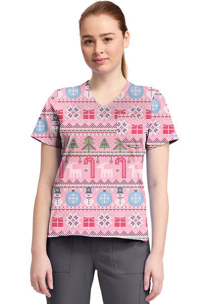 Cherokee Prints Women's CK857  Women's High-Low V-Neck Top