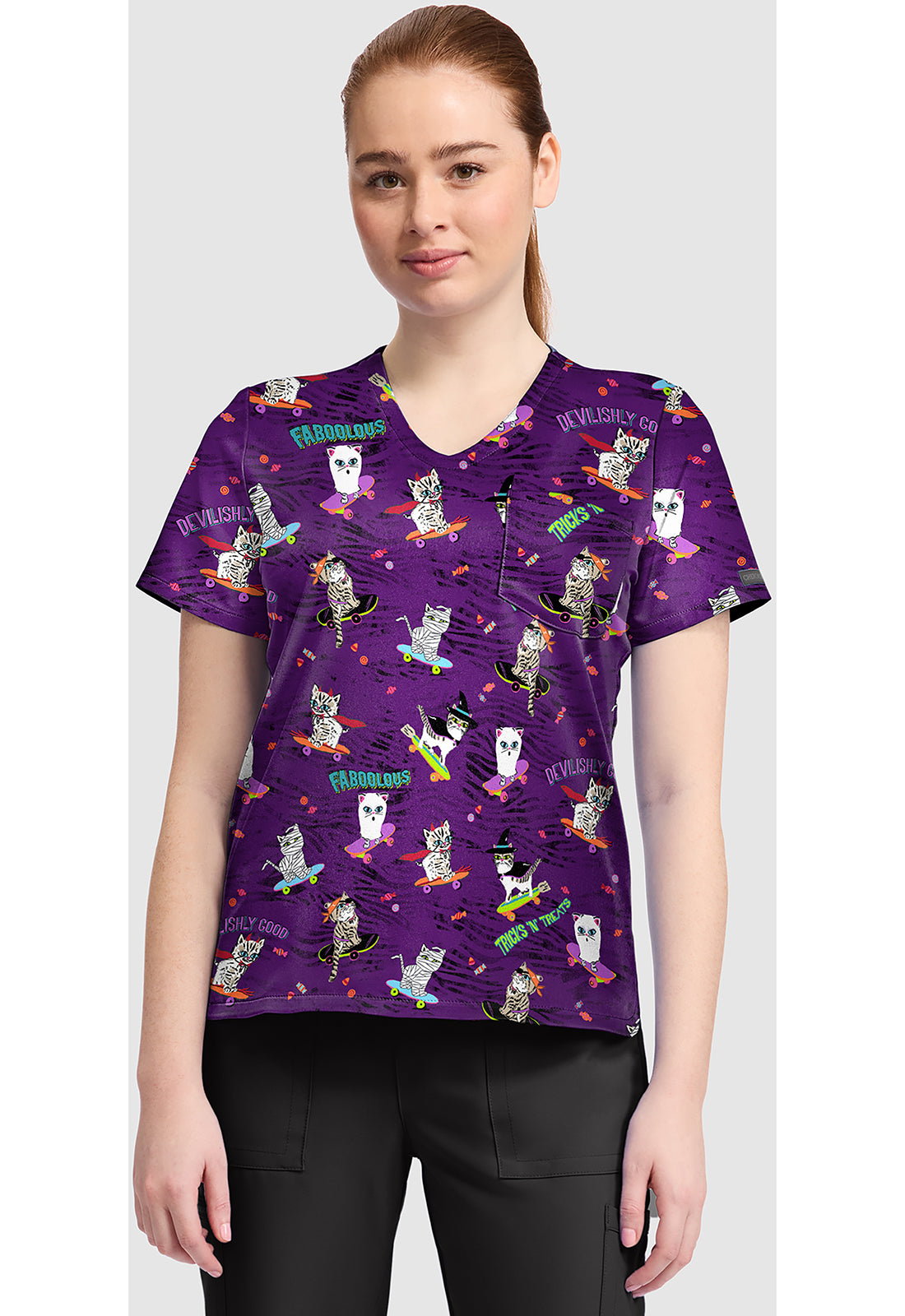 Cherokee Prints Women's CK857  Women's High-Low V-Neck Top