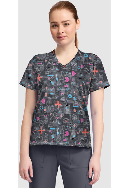 Cherokee Prints Women's CK857  Women's High-Low V-Neck Top