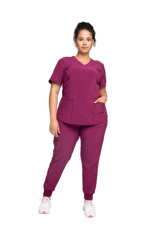 Cherokee Allura Plus Size CKA 688 3-Pocket Mock Wrap Top