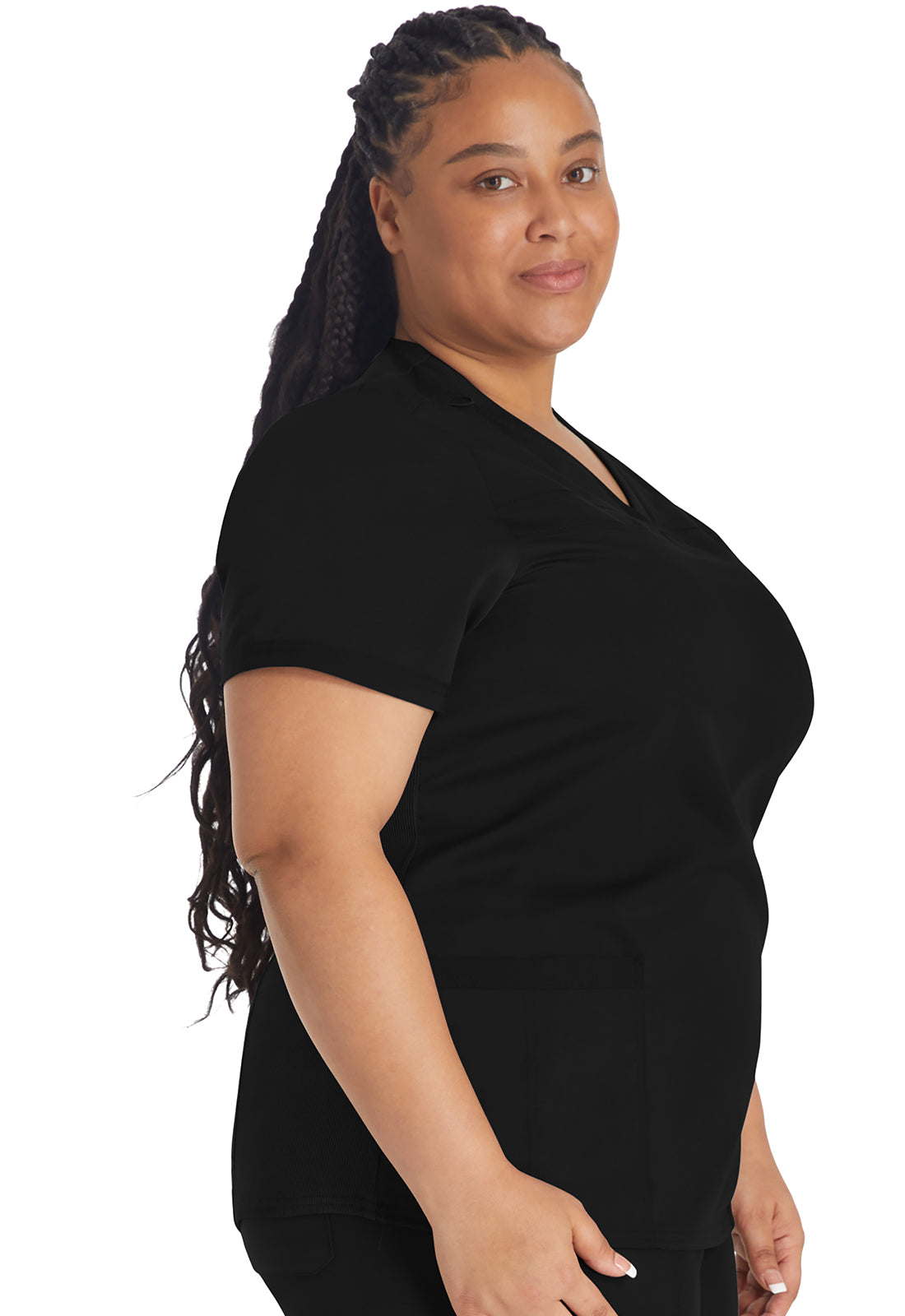 Dickies Balance Women's DK870 V-Neck Top With Rib Knit Panels