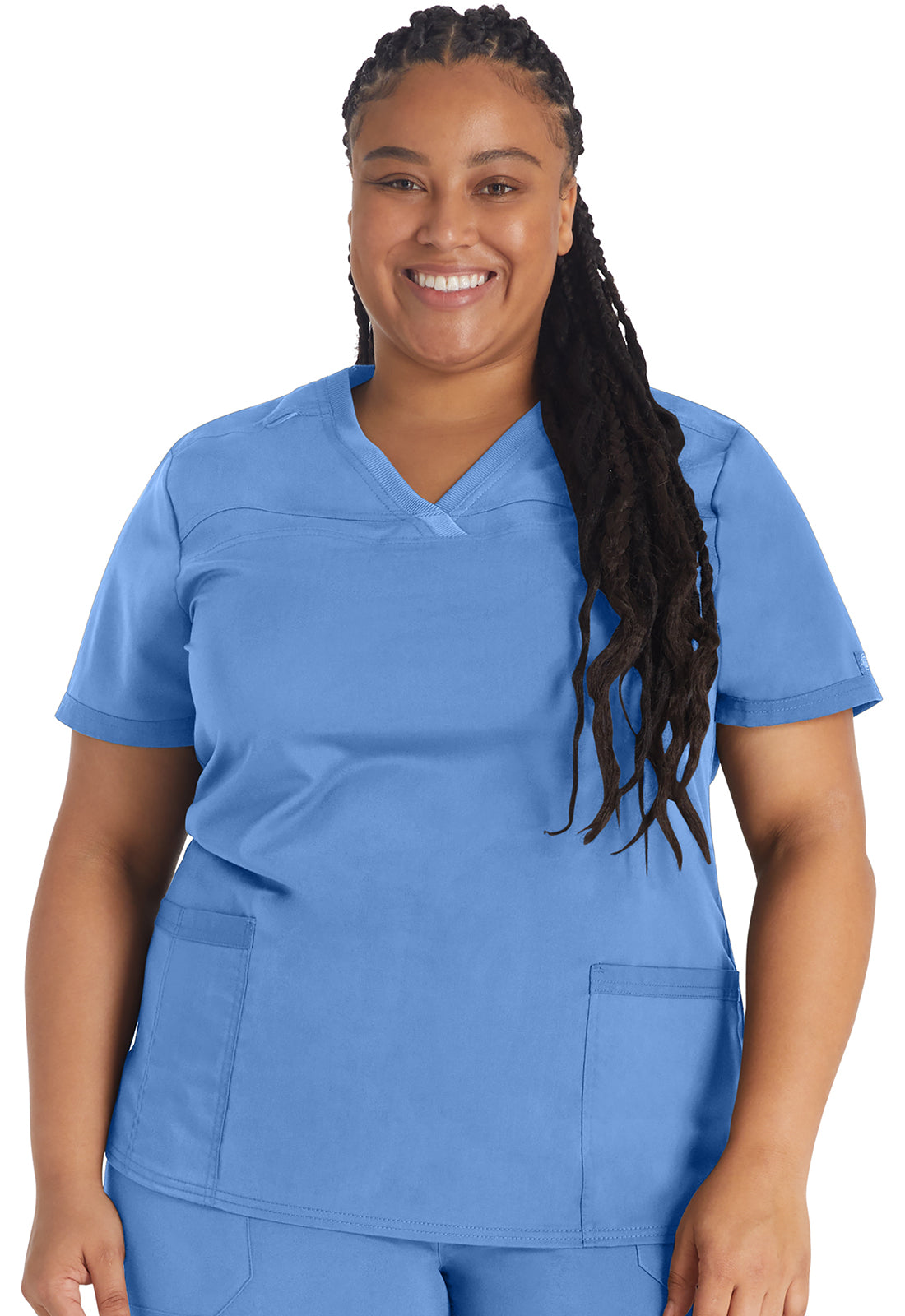 Dickies Balance Women's DK870 V-Neck Top With Rib Knit Panels