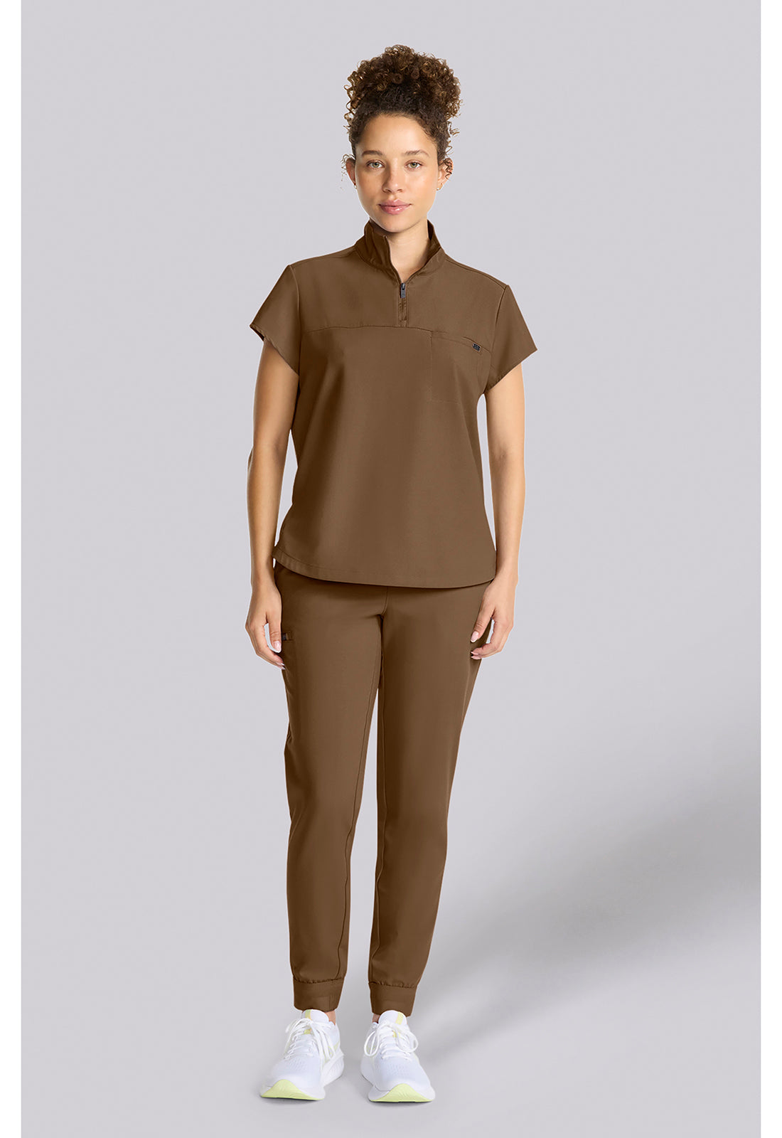Heau グレージュ セラピストユニフォーム Healing Hands Quest Women's HH752 Women's Partial Zip Stand Collar