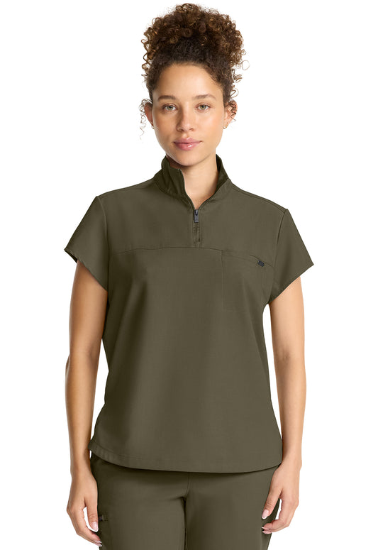 Healing Hands Quest Women's HH752 Women's Partial Zip Stand Collar Top