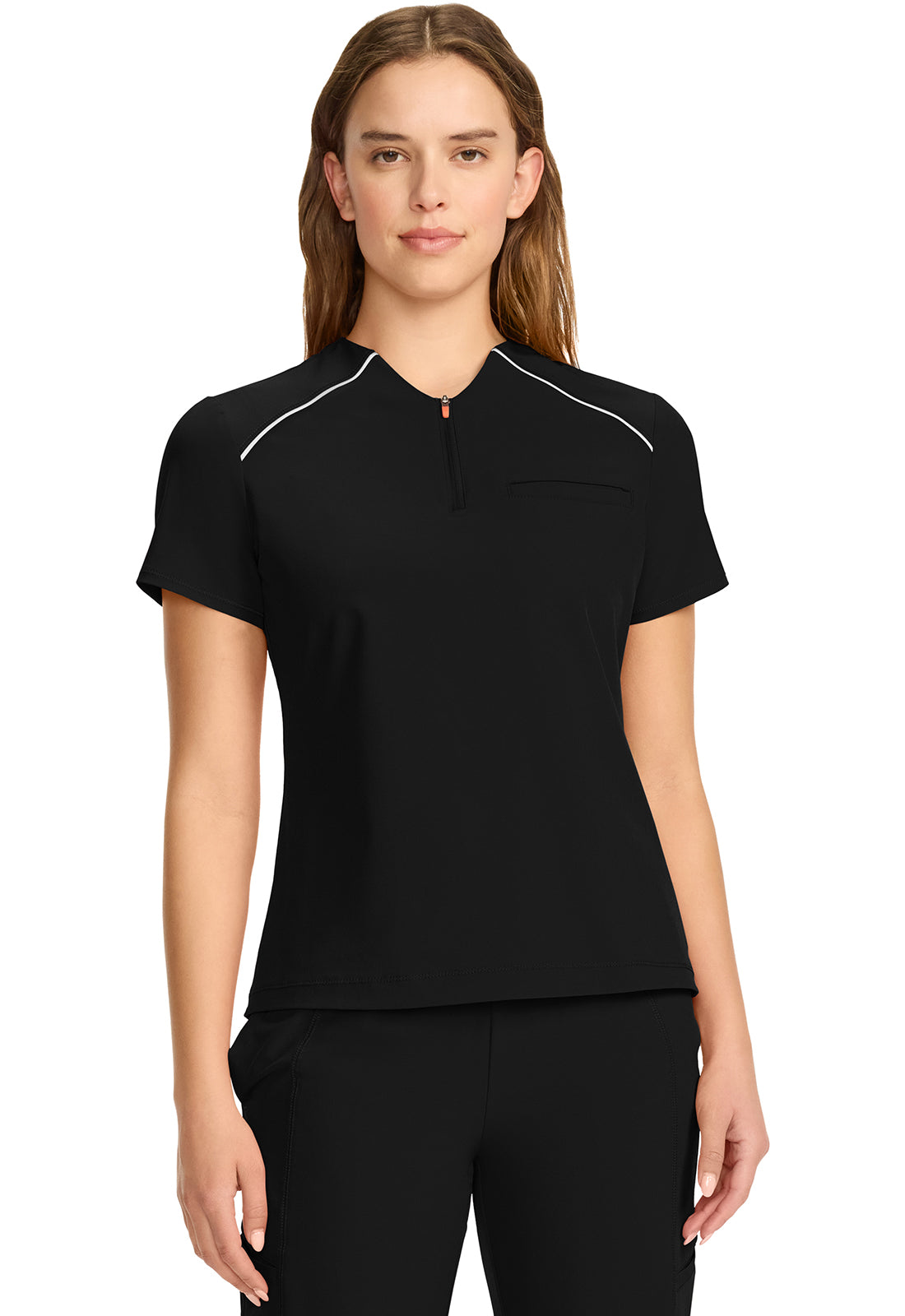 Cherokee Infinity GNR8 Women's IN644A Women's Tuck-in Mock Neck Henley Top