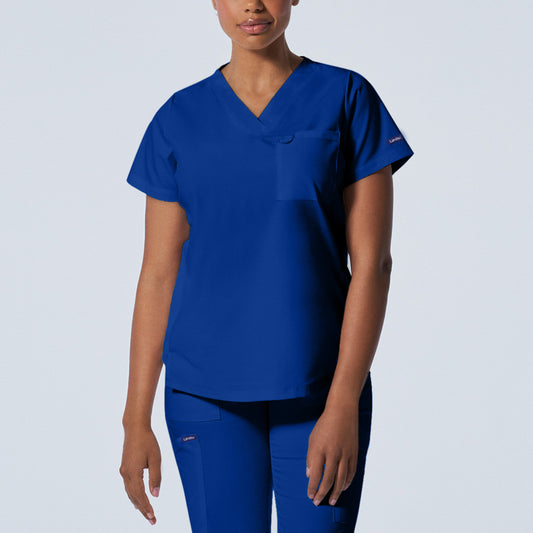 Blusa médica con cuello en V y dos bolsillos para mujer Landau ProFlex LT107