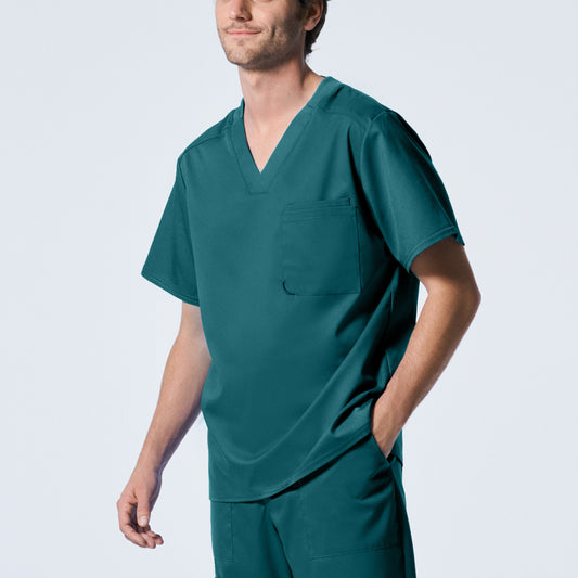 Camiseta médica Landau ProFlex LT108 con 2 bolsillos y cuello en V para hombre