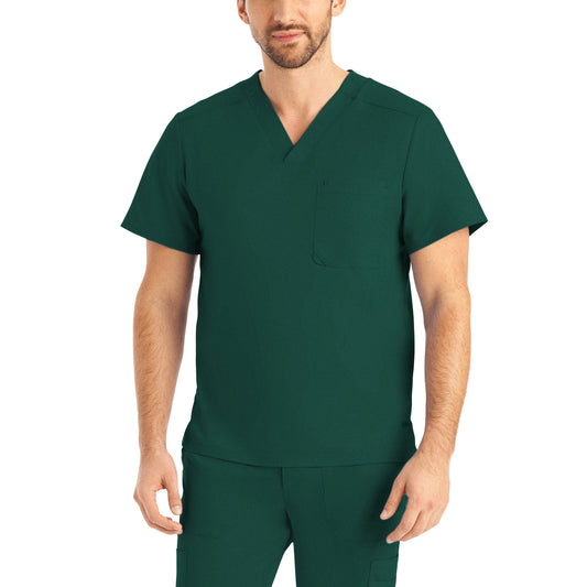 Blusa médica con cuello en V y dos bolsillos para hombre en talla grande Landau ProFlex LT108